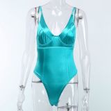Sexy Backless Camisole Solid Color Straps One Piece Playsuits