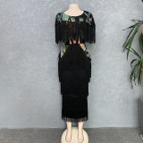 Summer Sexy Fringed Embellished Bodycon fringe evening dress with Tassel Detail for Women