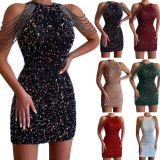 Tassel Sequins Sparkling Crystal Embellished Dress