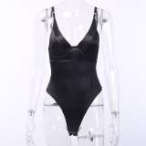 Sexy Backless Camisole Solid Color Straps One Piece Playsuits