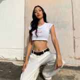 Embroidered Crop Top Short and Trendy Tee