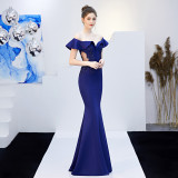 Ruffled Off-Shoulder Embroidered Mermaid Evening Dresses