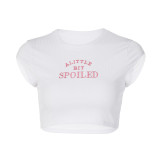 Embroidered Crop Top Short and Trendy Tee