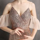 Off-The-Shoulder Gown Vintage Bridesmaid Wedding Sequin Mermaid Gown