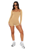 Tops Long Sleeve Square Neck Unitard Bodysuits