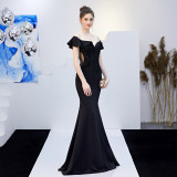 Ruffled Off-Shoulder Embroidered Mermaid Evening Dresses