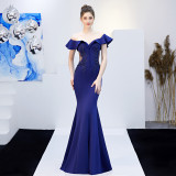Ruffled Off-Shoulder Embroidered Mermaid Evening Dresses