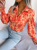 Blossoming Lantern Sleeves Floral Print Shirt