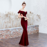 Ruffled Off-Shoulder Embroidered Mermaid Evening Dresses