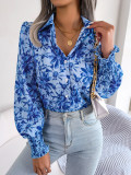 Blossoming Lantern Sleeves Floral Print Shirt