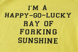 Yellow Round Neckline Short-sleeved T-shirt with Letter Print