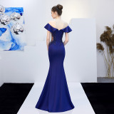 Ruffled Off-Shoulder Embroidered Mermaid Evening Dresses