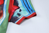 Retro-Printed Two-Piece Set with Asymmetric Shoulder and Single Sleeve
