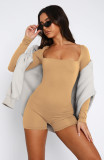Tops Long Sleeve Square Neck Unitard Bodysuits