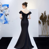 Ruffled Off-Shoulder Embroidered Mermaid Evening Dresses