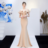 Ruffled Off-Shoulder Embroidered Mermaid Evening Dresses