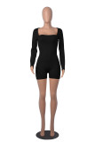 Tops Long Sleeve Square Neck Unitard Bodysuits