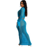Summer Long Skirt Tassel Knit Casual Hollow Sequin Beach Dress