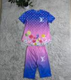 Casual Digital Print Short Sleeve Shorts Set