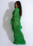 Summer Long Skirt Tassel Knit Casual Hollow Sequin Beach Dress