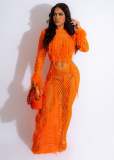 Summer Long Skirt Tassel Knit Casual Hollow Sequin Beach Dress