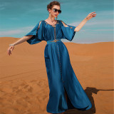 Ramadan Eid Mubarak Dubai Abaya Satin Arabic Turkey Islam Muslim Prayer Dress Robe