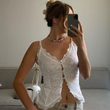 Sexy Lace V-Neckline Open Front Delicate Floral Camisole
