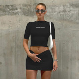 Women Crop Top Mini Skirt Set