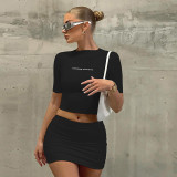 Women Crop Top Mini Skirt Set