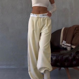 Women Waist Letter Widde Leg Pants