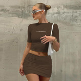 Women Crop Top Mini Skirt Set