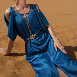 Ramadan Eid Mubarak Dubai Abaya Satin Arabic Turkey Islam Muslim Prayer Dress Robe