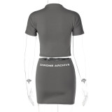 Women Crop Top Mini Skirt Set
