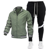 Customizable Logo Jacket and Printed Athletic Pants Set
