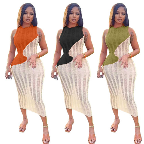 Sultry Knit Colorblock Dress