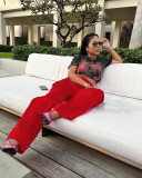 Casual Solid Color Knit Zipper Loose Trousers Multi-Pocket