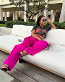 Casual Solid Color Knit Zipper Loose Trousers Multi-Pocket