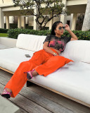 Casual Solid Color Knit Zipper Loose Trousers Multi-Pocket