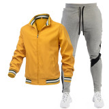 Customizable Logo Jacket and Printed Athletic Pants Set