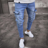 Men's Fashion Distressed Knee Zip Skinny Jeans