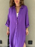 Single Breasted Closure Convenient Pockets Shirt Dress