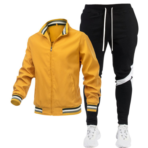 Customizable Logo Jacket and Printed Athletic Pants Set