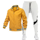 Customizable Logo Jacket and Printed Athletic Pants Set