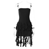 Women Fringe Sultry Strapless Dress