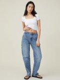 Square Neckline And Ribbed Knit Fabric Short Sassy Women's Top