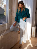 Elegant and Versatile Top  Loose Cardigan Style Shirt with Long Sleeves