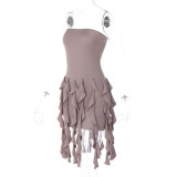 Women Fringe Sultry Strapless Dress