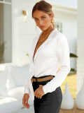 Elegant and Versatile Top  Loose Cardigan Style Shirt with Long Sleeves