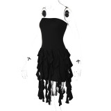 Women Fringe Sultry Strapless Dress
