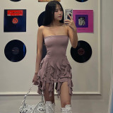 Women Fringe Sultry Strapless Dress